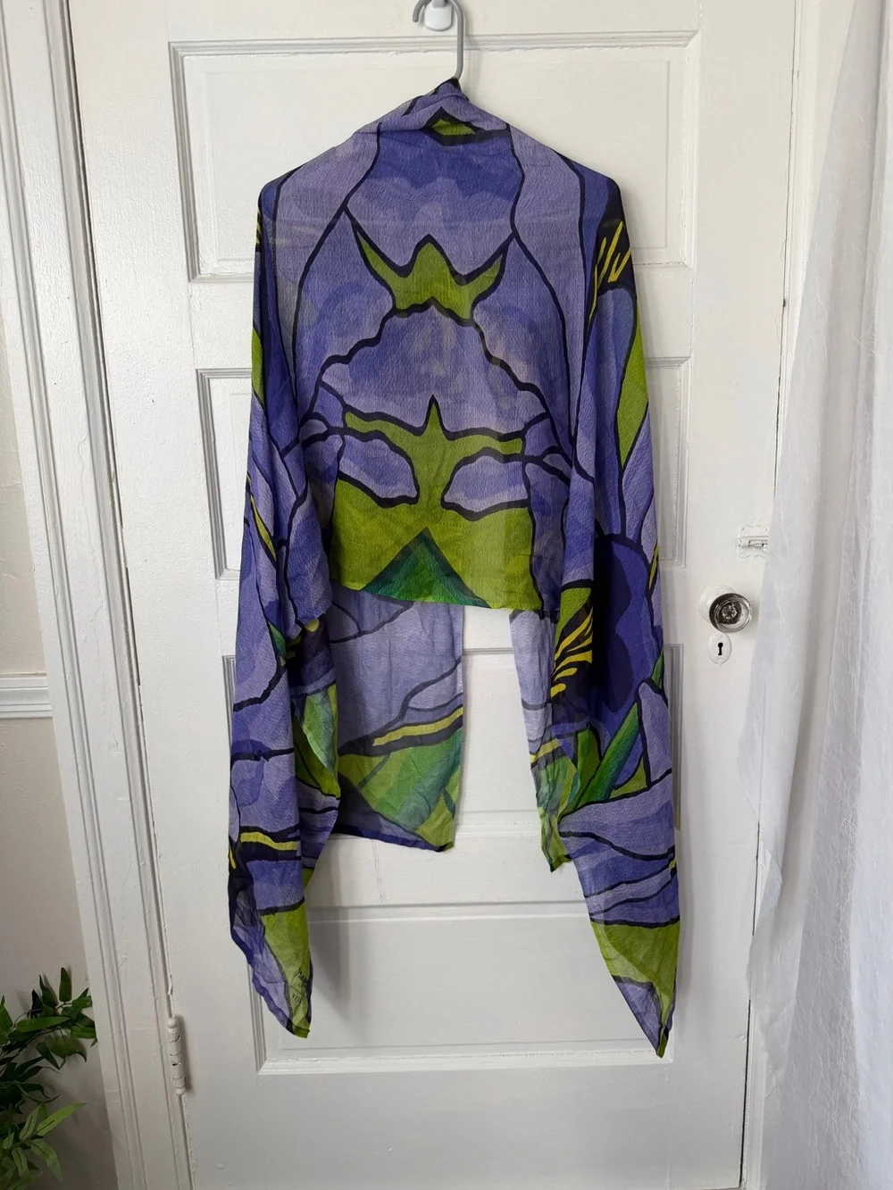 Vida Art Lightweight Modal Purple Abstract Iris Floral Print Scarf Wrap Festival